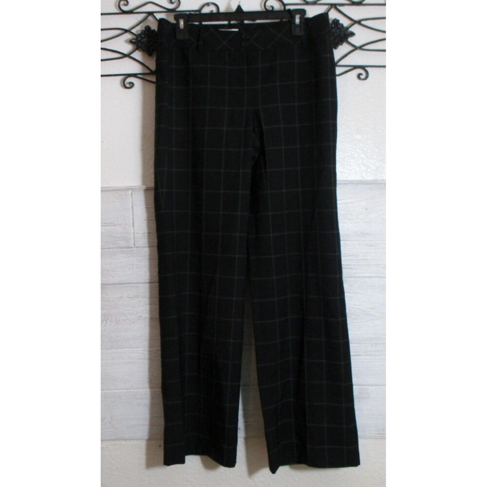 Loft Marisa Wool Dress Pants Women's Size 8 Black Plaid Wide Leg Lined